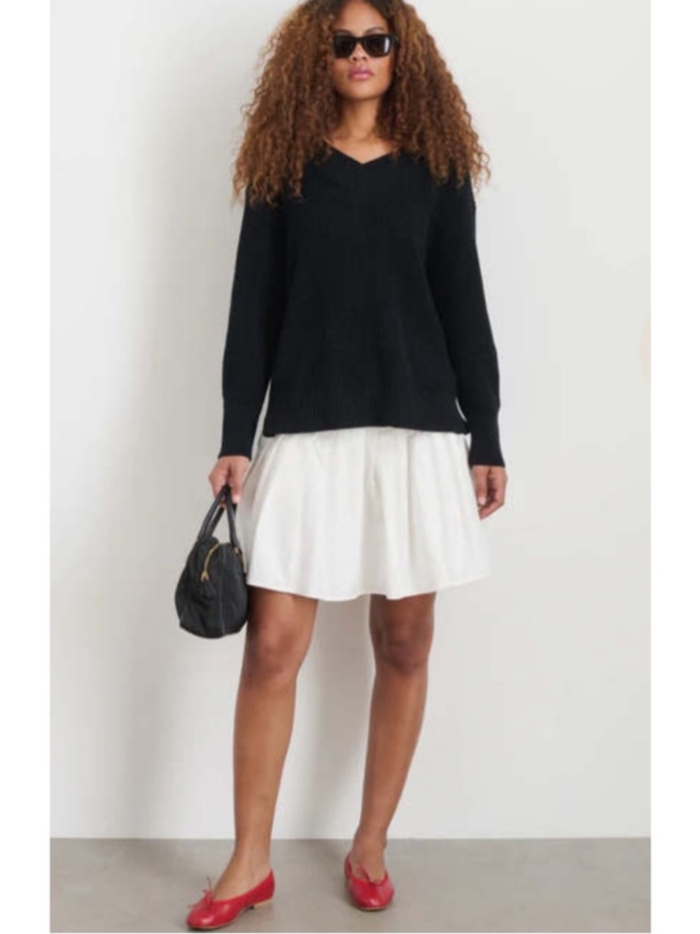 Alex Mill Sweater Arielle V-Neck Linen Cotton Blend in Black